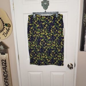 LuLaRoe Cassie Skirt Purple Yellow Green Geometric Straight Pencil Size XL